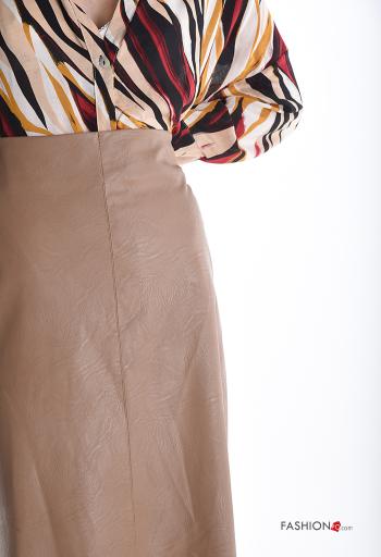 faux leather Longuette high waist Skirt with zip - ph 4