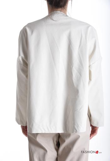 Veste manches longues faux cuir au bord brut avec poches sans doublure - ph 2
