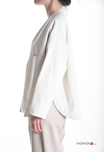 Veste manches longues faux cuir au bord brut avec poches sans doublure - ph 3