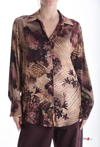 Floral long sleeve with collar Shirt with buttons