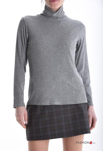 Pull à Col Roulé manches longues avec strass