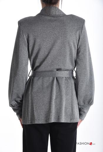 long sleeve Jacket with fabric belt with shoulder pads without lining - ph 2