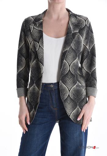 Blusão manga comprida com bordos em bruto Padrão optical - ph 1