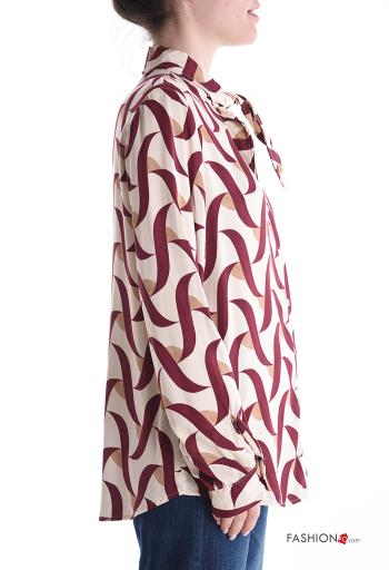 Chemise manches longues Imprimé optical à boutons avec noeud - ph 3