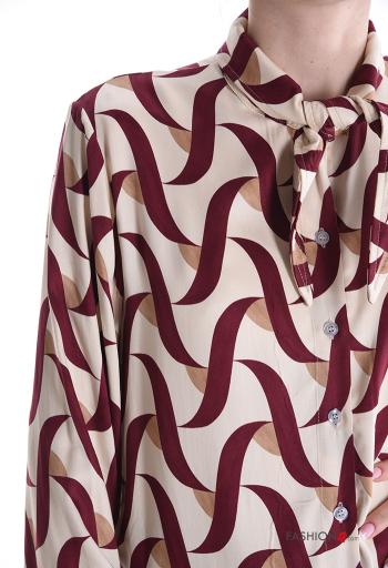Chemise manches longues Imprimé optical à boutons avec noeud - ph 4