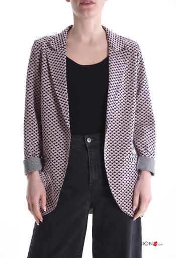 Geometrisches Muster lange ärmel roher saumabschluss Jacke - ph 1