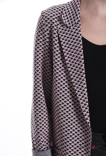 Geometrisches Muster lange ärmel roher saumabschluss Jacke - ph 4