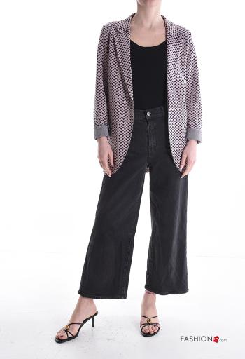 Geometrisches Muster lange ärmel roher saumabschluss Jacke - ph 5