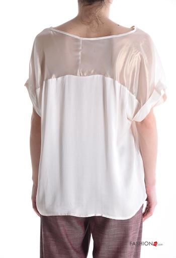 Blouse manches courtes tulle col rond - ph 2