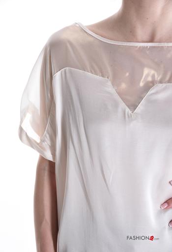 Blouse manches courtes tulle col rond - ph 4