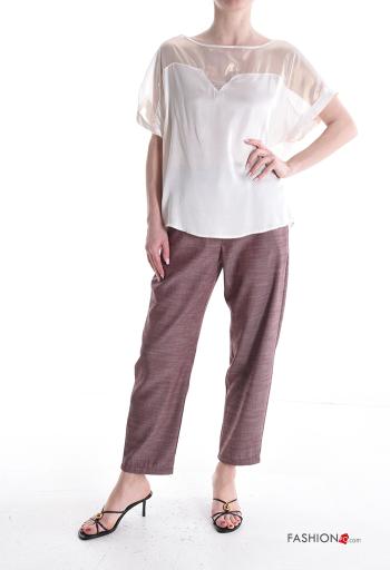 Blouse manches courtes tulle col rond - ph 5