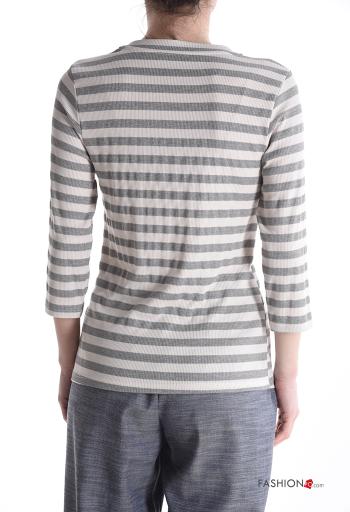 Striped Ribbed crew neck Long sleeved top - ph 2