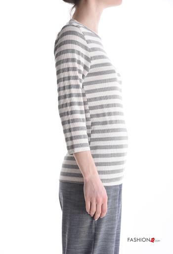 Striped Ribbed crew neck Long sleeved top - ph 3