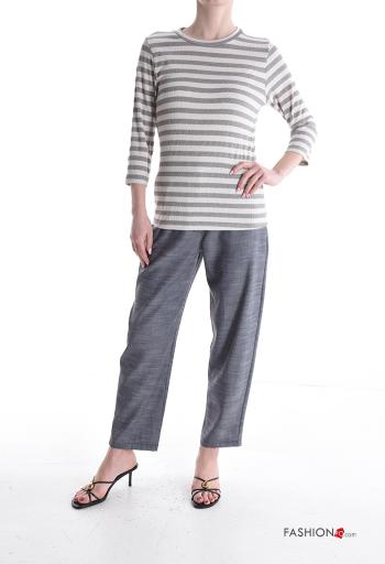 Striped Ribbed crew neck Long sleeved top - ph 5