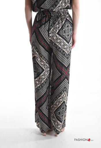 Patterned wide leg Trousers with pockets with elastic - ph 2