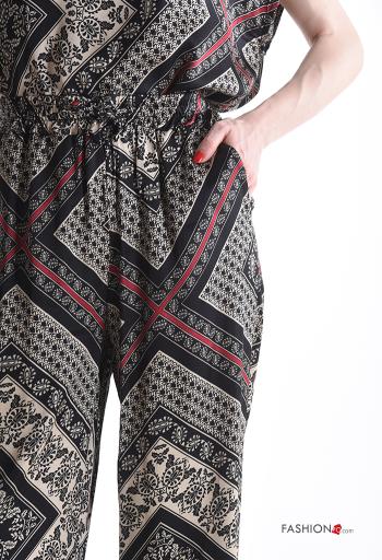 Patterned wide leg Trousers with pockets with elastic - ph 4