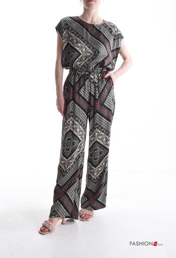 Patterned wide leg Trousers with pockets with elastic - ph 5