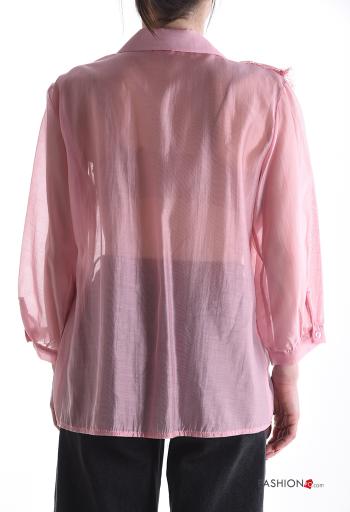 Camicia con colletto pizzo maniche lunghe con balze con bottoni - ph 2