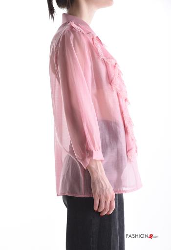 Camicia con colletto pizzo maniche lunghe con balze con bottoni - ph 3