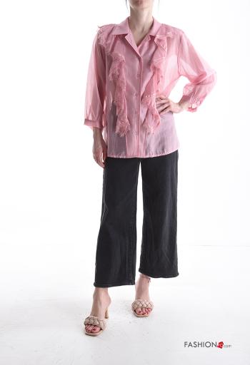 Camicia con colletto pizzo maniche lunghe con balze con bottoni - ph 5