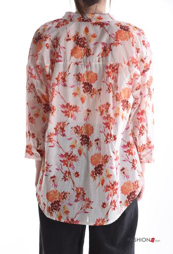 Camicia in Cotone maniche lunghe Fantasia floreale con bottoni - ph 2