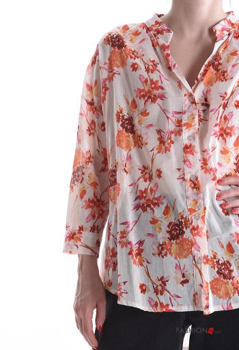 Camicia in Cotone maniche lunghe Fantasia floreale con bottoni - ph 4