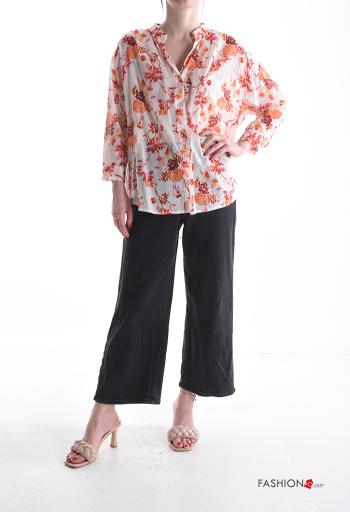 Camicia in Cotone maniche lunghe Fantasia floreale con bottoni - ph 5