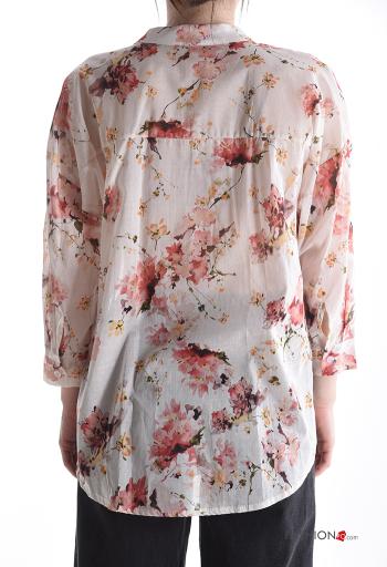 Camicia in Cotone maniche lunghe Fantasia floreale con bottoni - ph 2