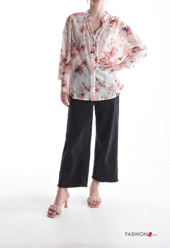 Camicia in Cotone maniche lunghe Fantasia floreale con bottoni - ph 5
