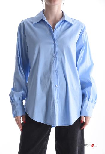Chemise en Coton manches longues à collet à boutons
