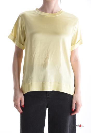 short sleeve crew neck satin T-shirt