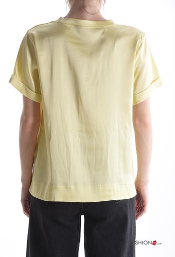 short sleeve crew neck satin T-shirt - ph 2