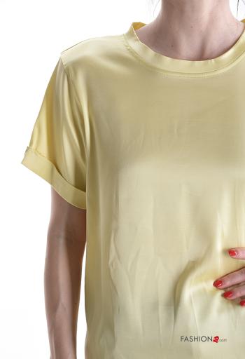 short sleeve crew neck satin T-shirt - ph 4