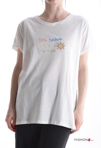T-shirt in Cotone maniche corte girocollo Fantasia scritta - ph 1