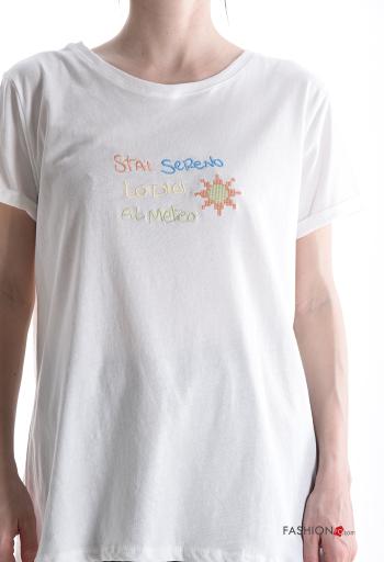 T-shirt in Cotone maniche corte girocollo Fantasia scritta - ph 4