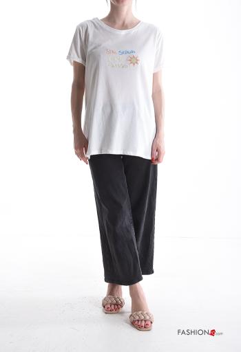 T-shirt in Cotone maniche corte girocollo Fantasia scritta - ph 5