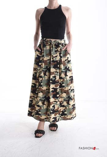 Jupe en Coton Imprimé camouflage avec ceinture en tissu - ph 5