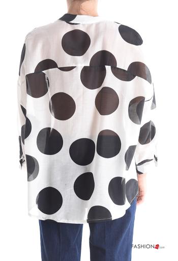 Camisa em Seda manga comprida Padrão bolas com botões - ph 2