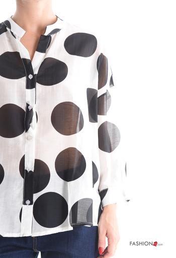 Camisa em Seda manga comprida Padrão bolas com botões - ph 4