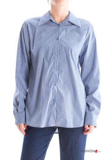 Camicia in Cotone maniche lunghe con colletto Fantasia righe con bottoni - ph 1