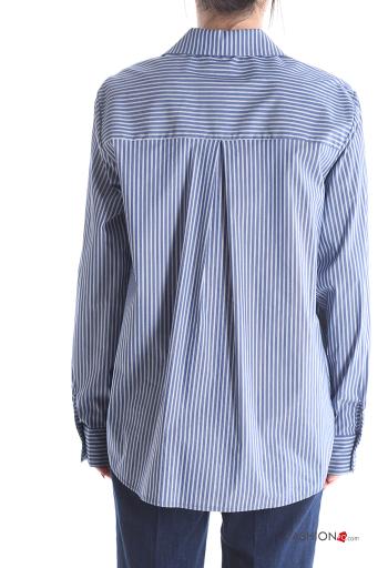 Camicia in Cotone maniche lunghe con colletto Fantasia righe con bottoni - ph 2