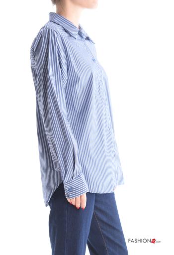 Camicia in Cotone maniche lunghe con colletto Fantasia righe con bottoni - ph 3