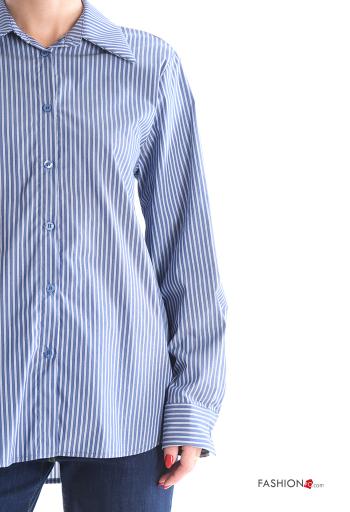 Camicia in Cotone maniche lunghe con colletto Fantasia righe con bottoni - ph 4