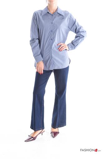 Camicia in Cotone maniche lunghe con colletto Fantasia righe con bottoni - ph 5