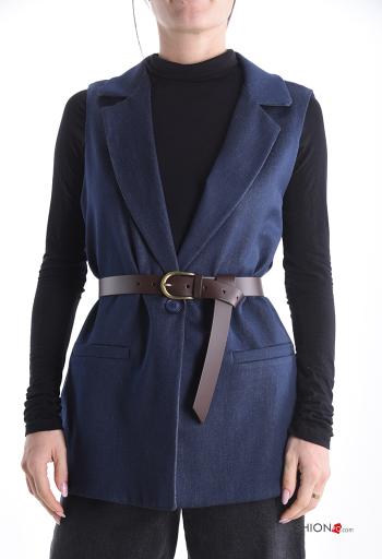 Weste aus Baumwolle mit Gürtel mit V-Ausschnitt mit Knöpfen - ph 1