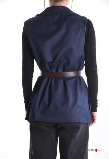 Weste aus Baumwolle mit Gürtel mit V-Ausschnitt mit Knöpfen - ph 2