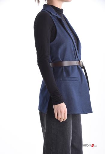 Weste aus Baumwolle mit Gürtel mit V-Ausschnitt mit Knöpfen - ph 3