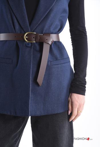 Weste aus Baumwolle mit Gürtel mit V-Ausschnitt mit Knöpfen - ph 4