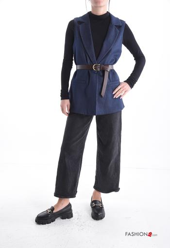 Weste aus Baumwolle mit Gürtel mit V-Ausschnitt mit Knöpfen - ph 5