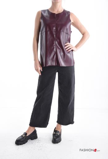 Débardeur faux cuir détail dentelle - ph 5